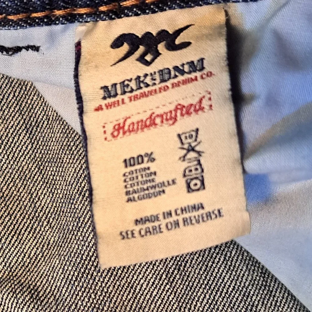 Mek Denim Moscow Slim Boot Distressed Jeans W/ Embroidered Pockets&Button Fly - Picture 12 of 13